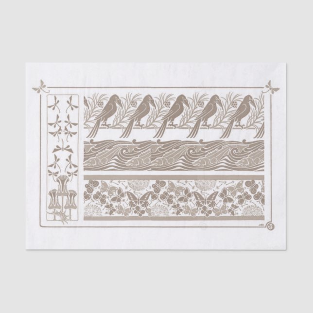 Papier Mousseline French Art Noveaux Design 1890 Découpage (Recto)