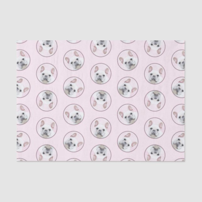 Papier Mousseline French Bulldog Painting White Cream Pet Dog Art (Recto)