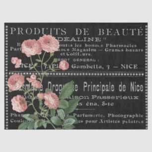 Papier Mousseline French Chalkboard Beauté et rose rose Vintage