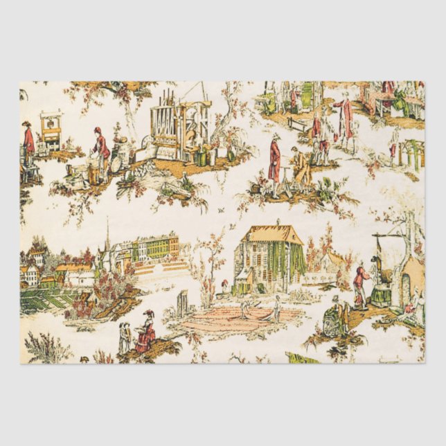 Papier Mousseline French Creme Toile Chinoiserie Rustique Découpage (Recto)
