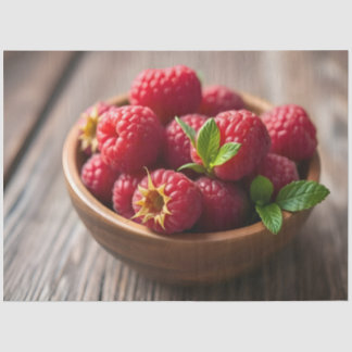 Papier Mousseline Fresh Raspberries & Green Mint Sprigs Decoupage