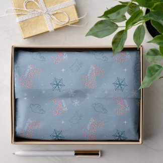 Papier Mousseline Frosty Snowman Blue Snowflake Motif