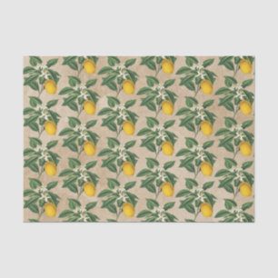 Papier Mousseline Fruit vintage de citron Fleur de fleurs beige Kraf