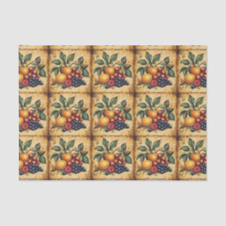 Papier Mousseline Fruits Classiques Oranges Raisins Antique