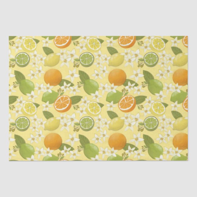 Papier Mousseline Fruits d'agrumes et papier de tissus en fleurs (Recto)