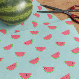 Papier Mousseline Fruits de pastèque Motif papier de tissus Turquois