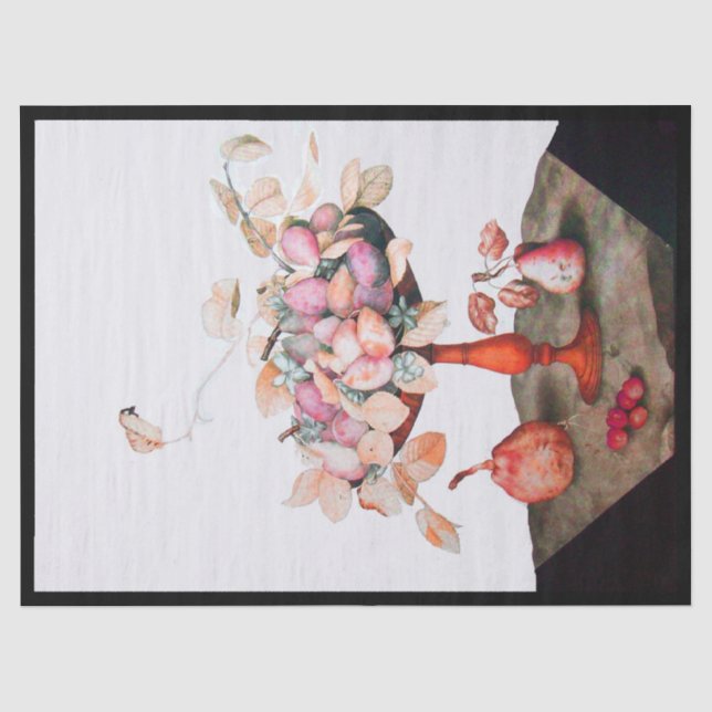 PAPIER MOUSSELINE FRUITS DE SAISON /JASMINES, PRUNES, PEARS (Recto)