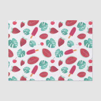 Papier Mousseline Fruits d'été et Feuilles de palmiers