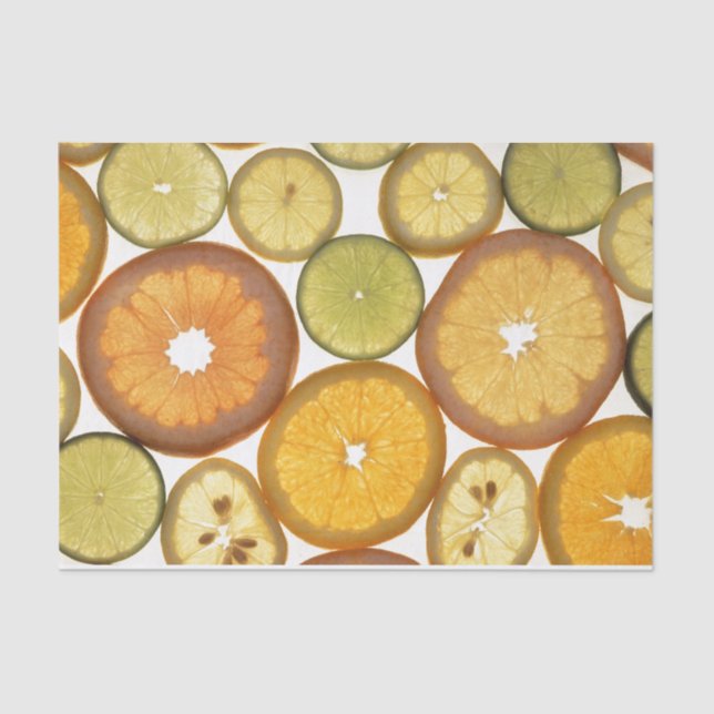 Papier Mousseline Fruits tranches agrumes citron vert orange (Recto)