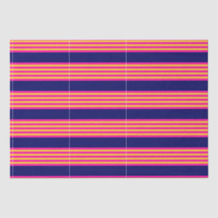 Papier Mousseline Fuchsia et rayures jaunes avec bleu marine