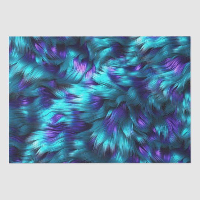 Papier Mousseline Fun Bleu et Purple fausse texture de fourrure mons (Recto)