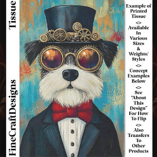 Papier Mousseline Fun Cute Steampunk Chien En Haut Chapeau Z5 Découp