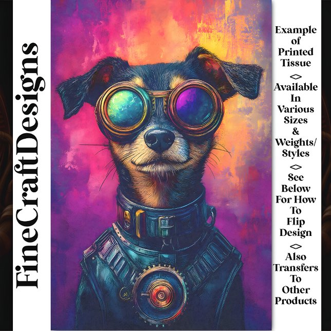 Papier Mousseline Fun Cyberpunk moderne Steampunk Chien Z4 Découpage (Créateur téléchargé)