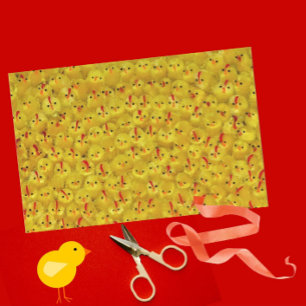 Papier Mousseline Fun Jaune Poussins de Pâques Motif brillant