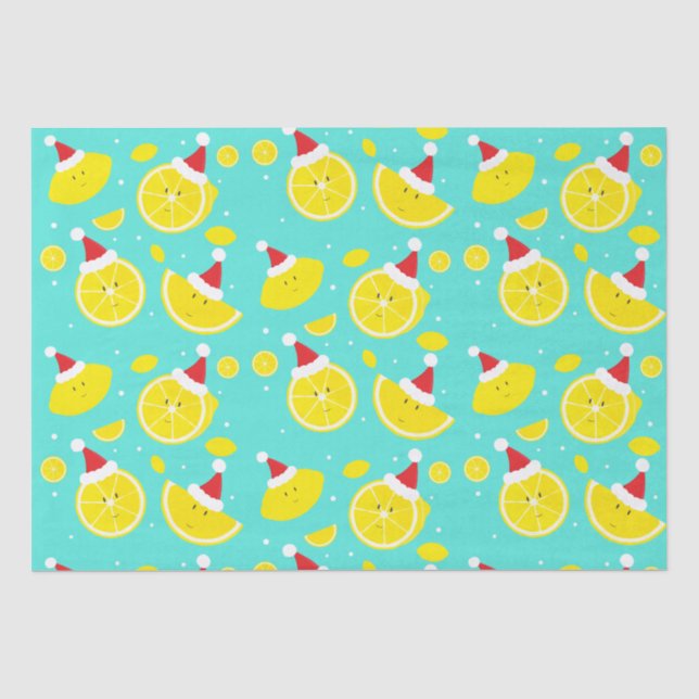 Papier Mousseline Fun Lemons Santa Hats Noël (Recto)