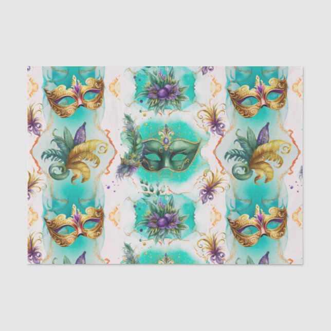 Papier Mousseline Fun Mardi Gras Masques (Recto)