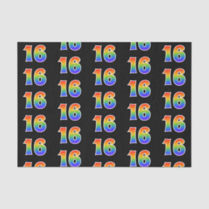 Papier Mousseline Fun Rainbow Spectrum Motif "16" Numéro de l'événem