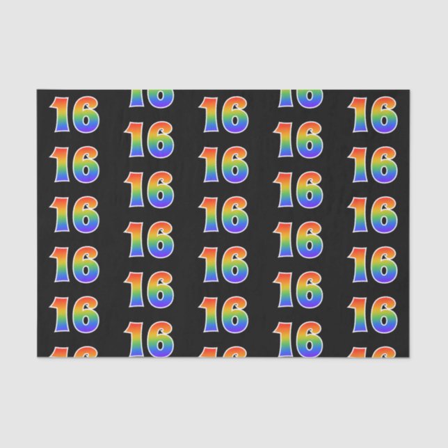 Papier Mousseline Fun Rainbow Spectrum Motif "16" Numéro de l'événem (Recto)