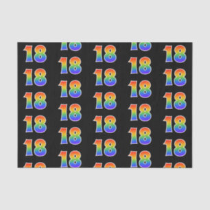 Papier Mousseline Fun Rainbow Spectrum Motif "18" Numéro d'événement