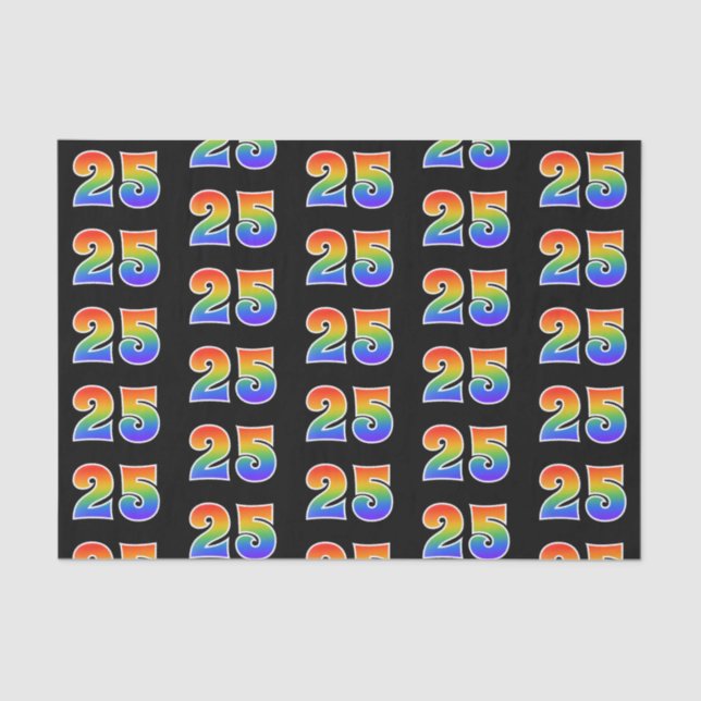 Papier Mousseline Fun Rainbow Spectrum Motif "25" Numéro d'événement (Recto)