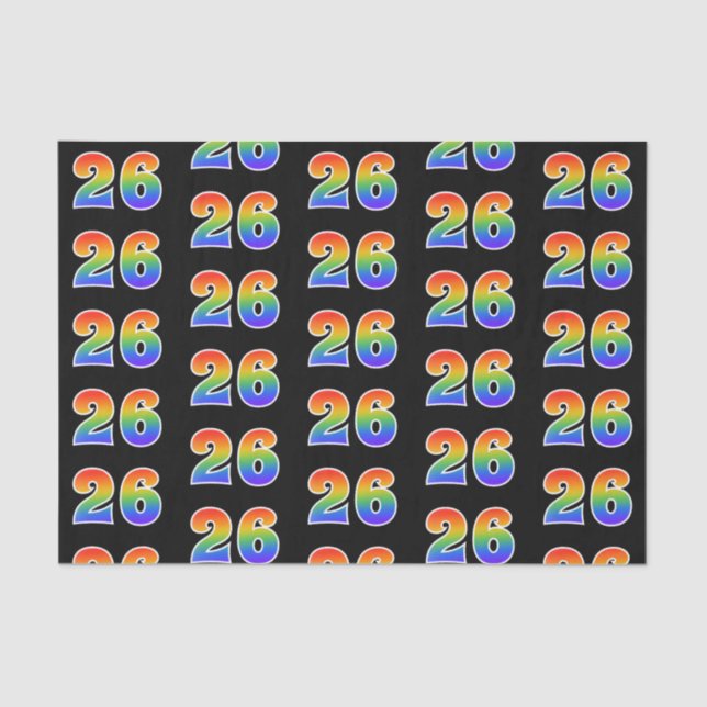 Papier Mousseline Fun Rainbow Spectrum Motif "26" Numéro de l'événem (Recto)