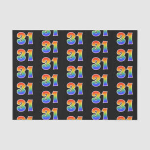Papier Mousseline Fun Rainbow Spectrum Motif "31" Numéro d'événement