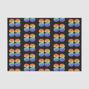 Papier Mousseline Fun Rainbow Spectrum Motif "33" Numéro d'événement