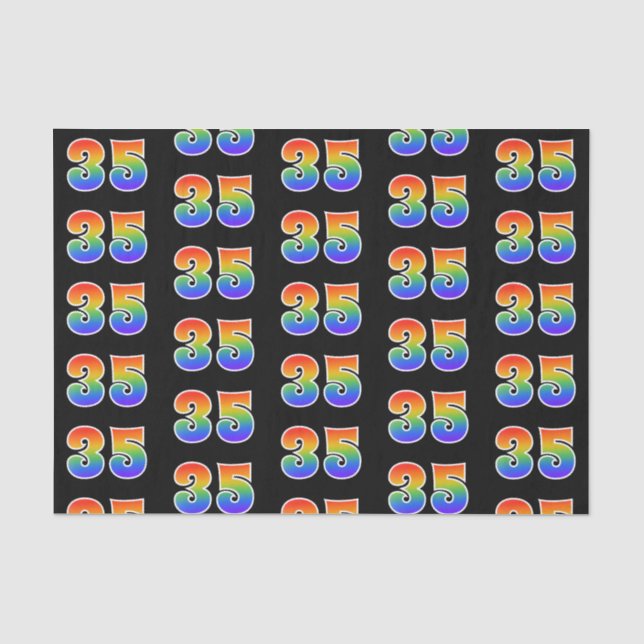 Papier Mousseline Fun Rainbow Spectrum Motif "35" Numéro d'événement (Recto)