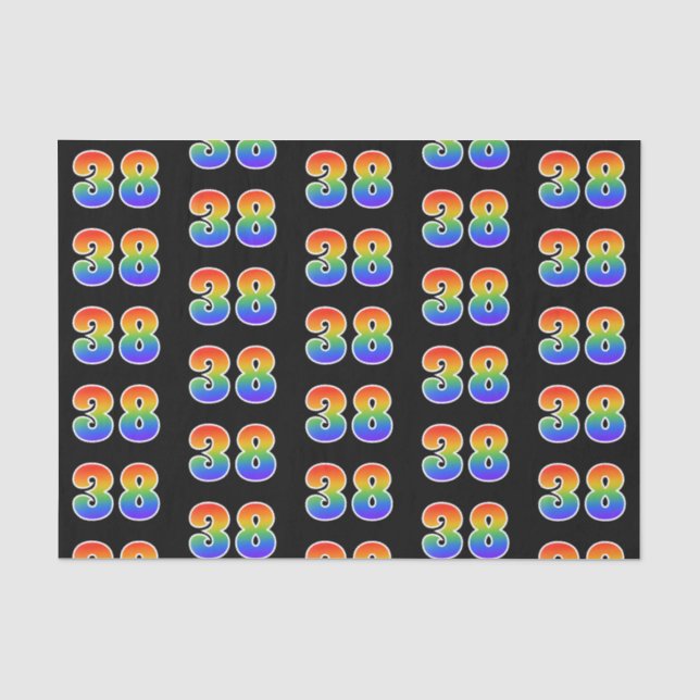 Papier Mousseline Fun Rainbow Spectrum Motif "38" Numéro d'événement (Recto)