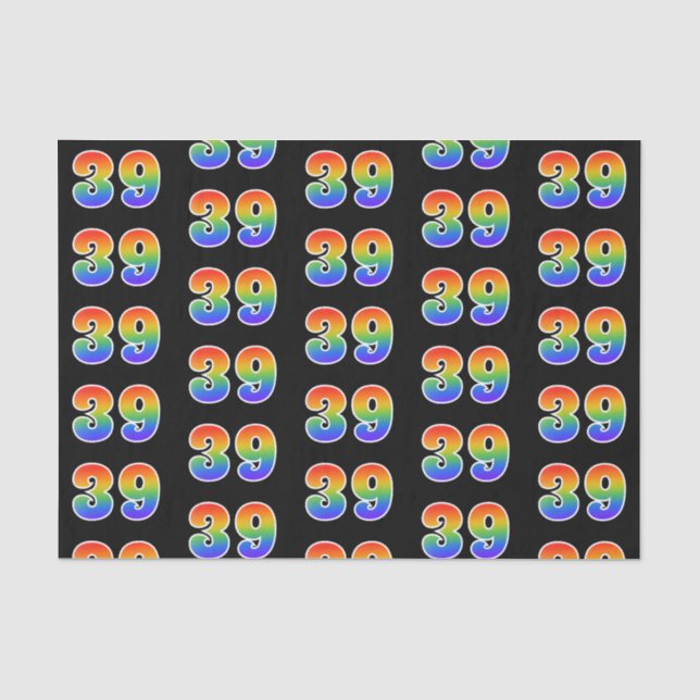 Papier Mousseline Fun Rainbow Spectrum Motif "39" Numéro d'événement (Recto)