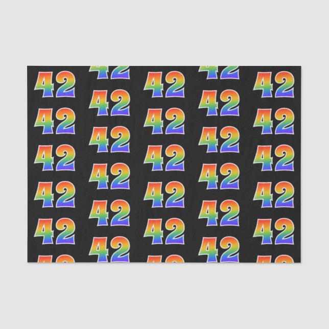 Papier Mousseline Fun Rainbow Spectrum Motif "42" Numéro d'événement (Recto)