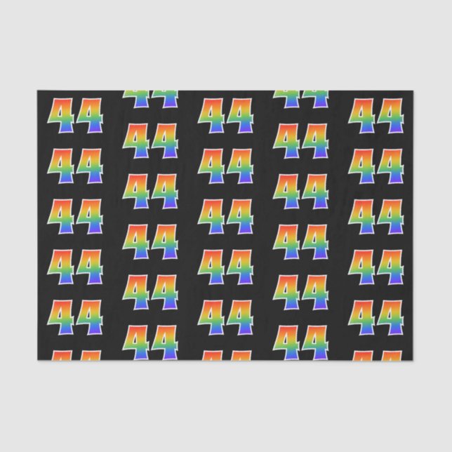 Papier Mousseline Fun Rainbow Spectrum Motif "44" Numéro d'événement (Recto)