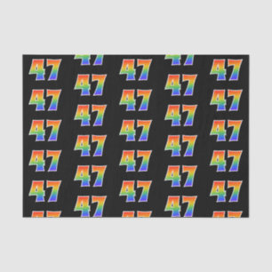 Papier Mousseline Fun Rainbow Spectrum Motif "47" Numéro d'événement