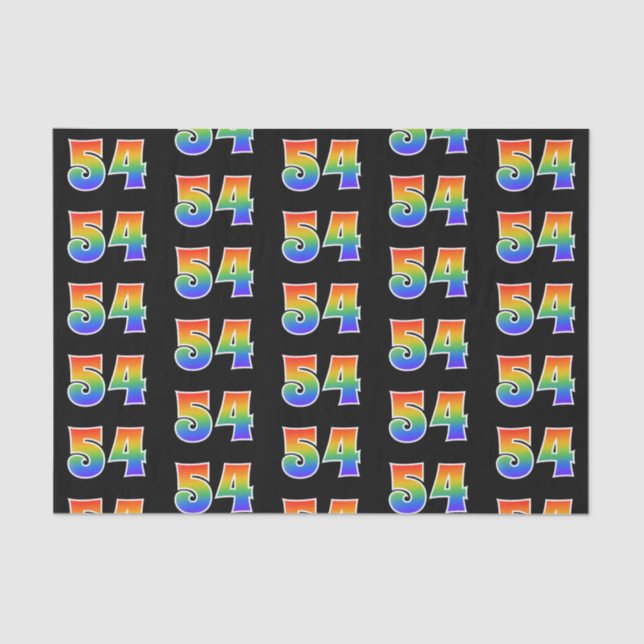 Papier Mousseline Fun Rainbow Spectrum Motif "54" Numéro d'événement (Recto)
