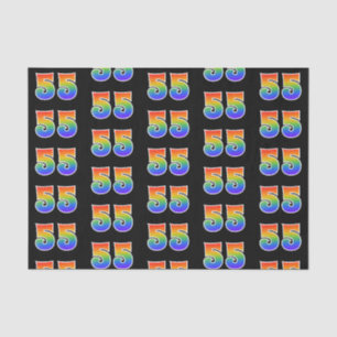 Papier Mousseline Fun Rainbow Spectrum Motif "55" Numéro d'événement