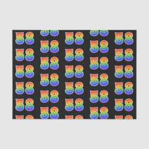 Papier Mousseline Fun Rainbow Spectrum Motif "58" Numéro d'événement