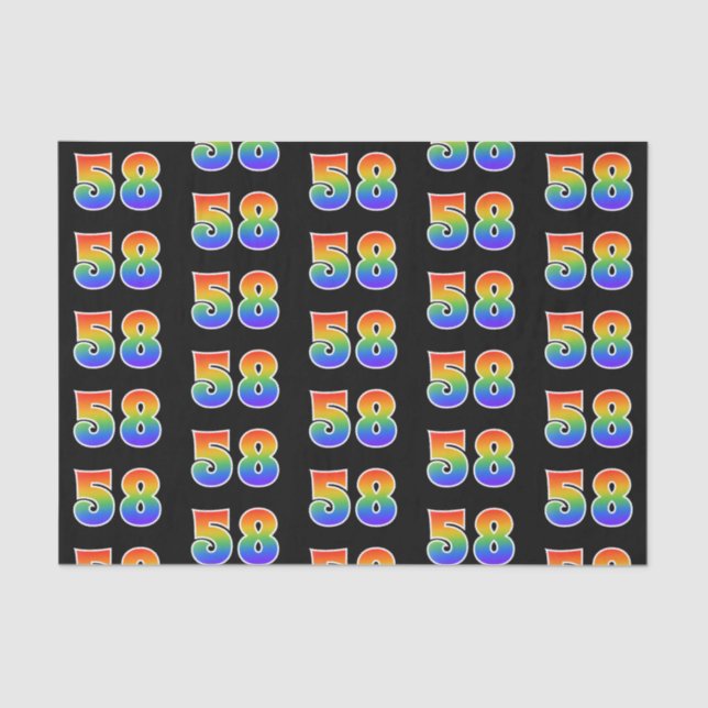 Papier Mousseline Fun Rainbow Spectrum Motif "58" Numéro d'événement (Recto)