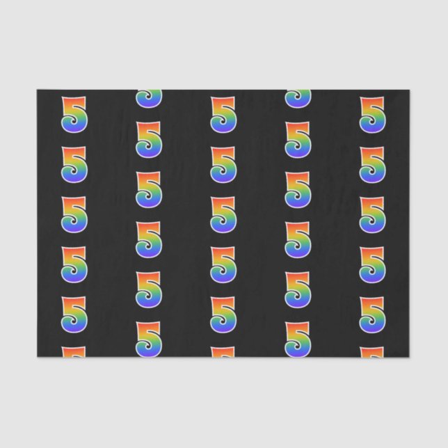 Papier Mousseline Fun Rainbow Spectrum Motif "5" Numéro d'événement (Recto)