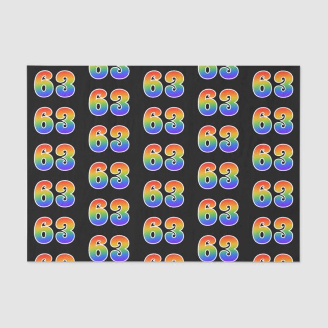 Papier Mousseline Fun Rainbow Spectrum Motif "63" Numéro d'événement (Recto)