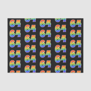 Papier Mousseline Fun Rainbow Spectrum Motif "64" Numéro d'événement