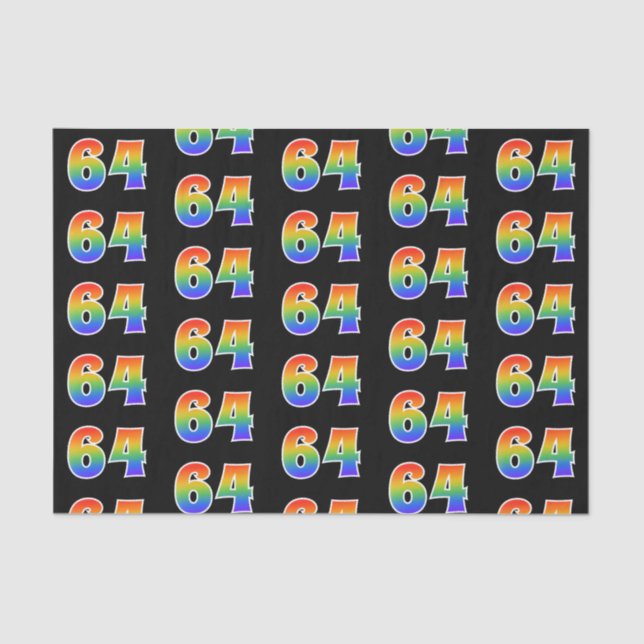 Papier Mousseline Fun Rainbow Spectrum Motif "64" Numéro d'événement (Recto)