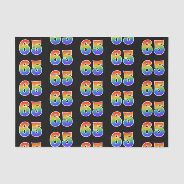 Papier Mousseline Fun Rainbow Spectrum Motif "65" Numéro d'événement (Recto)