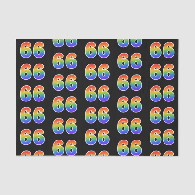 Papier Mousseline Fun Rainbow Spectrum Motif "66" Numéro d'événement (Recto)