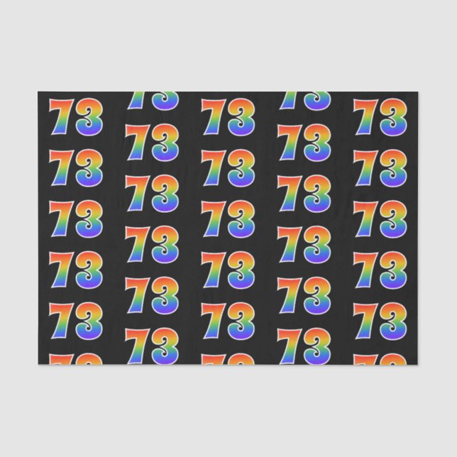 Papier Mousseline Fun Rainbow Spectrum Motif "73" Numéro d'événement (Recto)