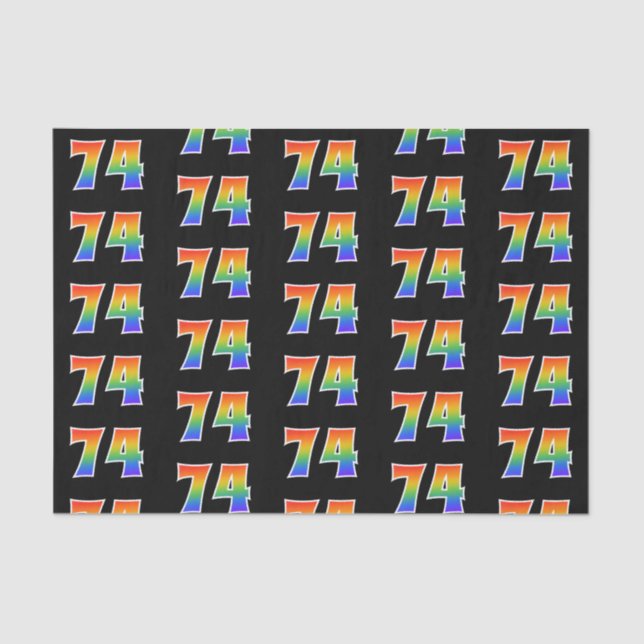 Papier Mousseline Fun Rainbow Spectrum Motif "74" Numéro d'événement (Recto)