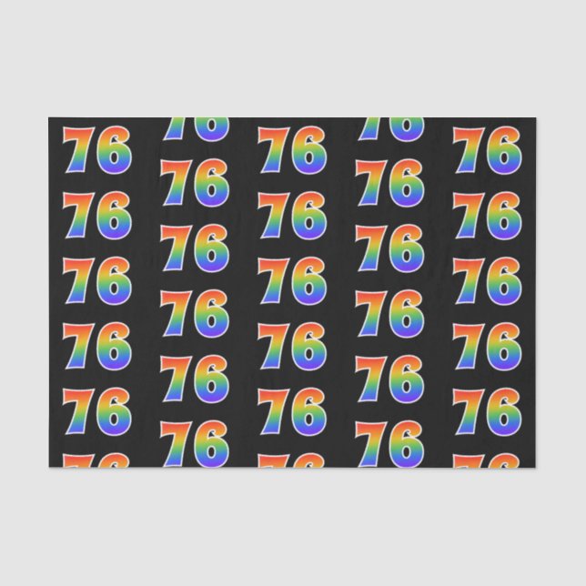 Papier Mousseline Fun Rainbow Spectrum Motif "76" Numéro d'événement (Recto)