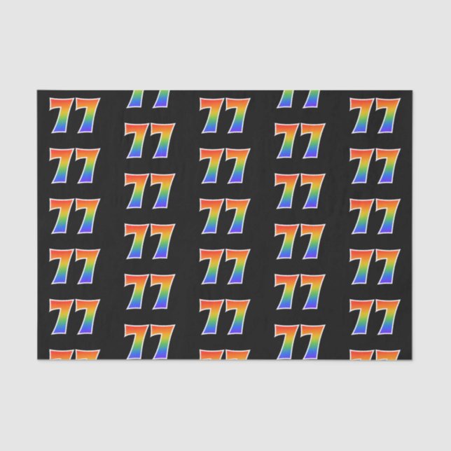 Papier Mousseline Fun Rainbow Spectrum Motif "77" Numéro d'événement (Recto)
