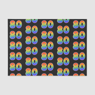 Papier Mousseline Fun Rainbow Spectrum Motif "80" Numéro d'événement