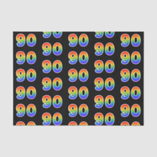 Papier Mousseline Fun Rainbow Spectrum Motif "90" Numéro d'événement