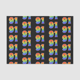 Papier Mousseline Fun Rainbow Spectrum Motif "91" Numéro d'événement